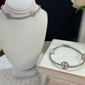 Miller 18K-Gold-Plated & Crystal Logo Station Necklace and Bracelet - NWT